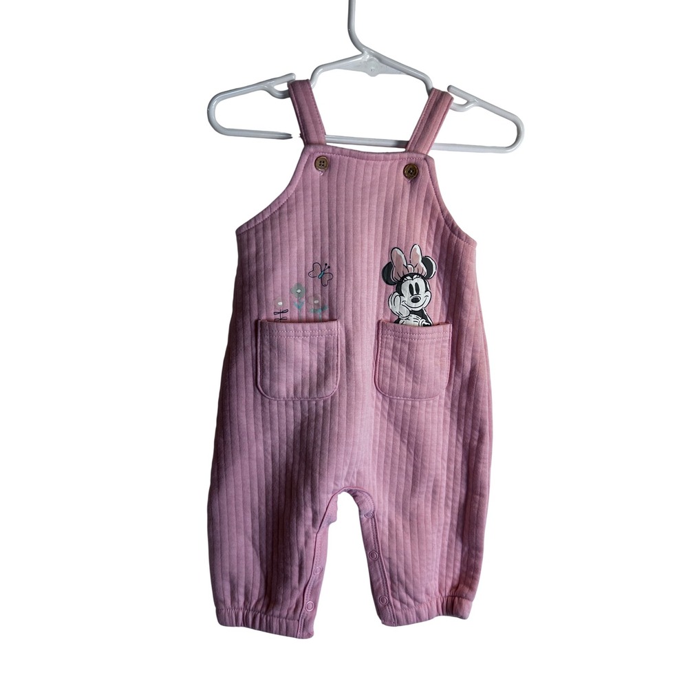 Disney Baby Overalls 3/6M Pink Minnie Mouse Ribbed Quilted Kids